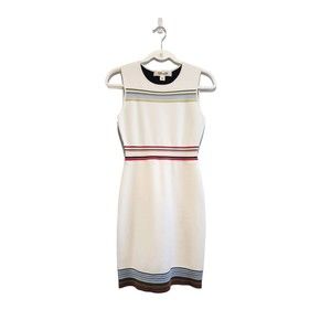 Diane Von Furstenberg White Sleeveless Mini Dress with Multicolor Stripes